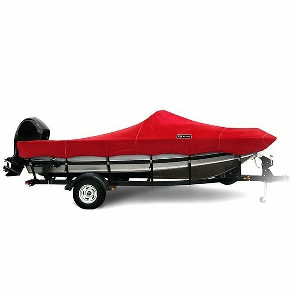 Eevelle Boat Cover ALUMINUM FISHING High Windshield, Outboard Fits 17ft 6in L up to 88in W Red SFAFH1788B-RED